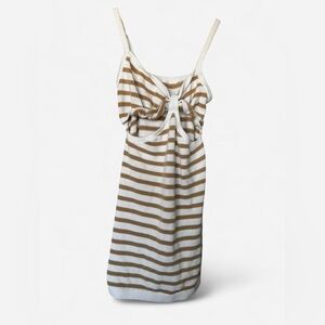 Aerie Tan & White Striped Cut-Out Knit Mini Dress - Size L - Boho